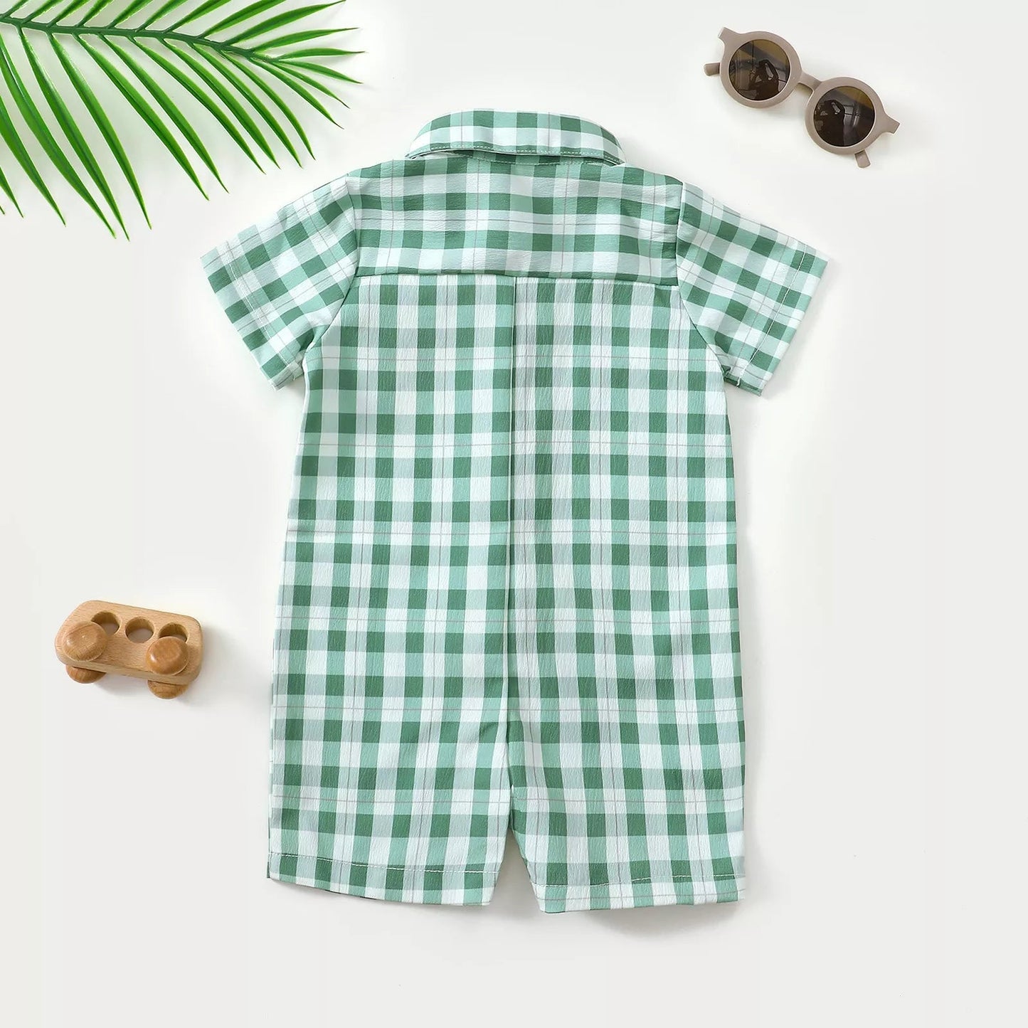 Gingham Duckling Embroidered Romper - Tiny Haven