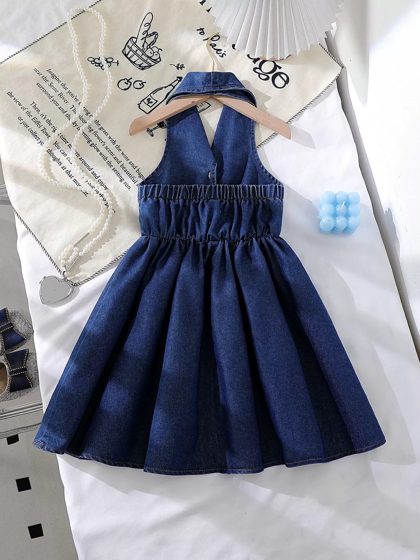 Blue Bow Denim Dress - Tiny Haven