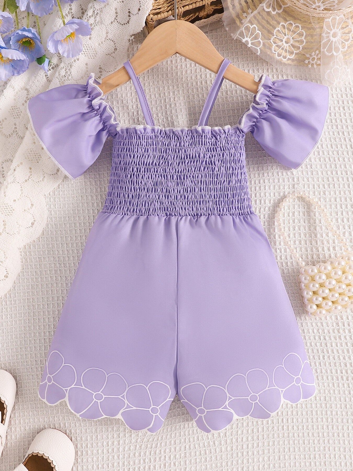 Blush Smocked Ruffle Romper - Tiny Haven