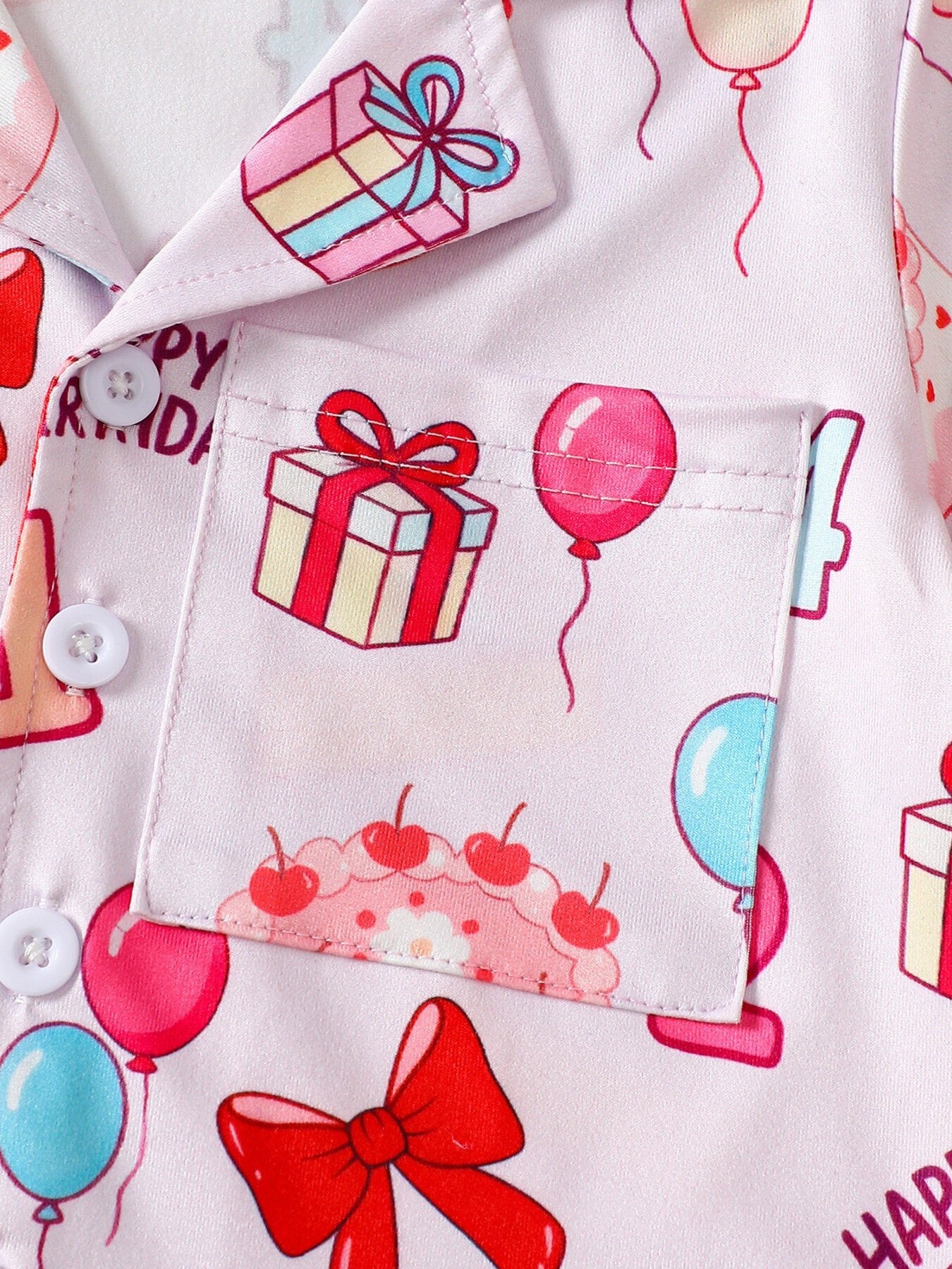Children's Birthday Cake Print Shirt and Shorts Pajama Set - Tiny Haven