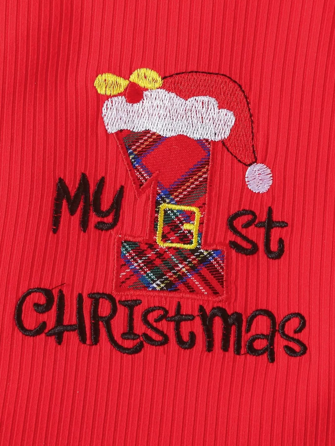 Children's First Christmas Bodysuit and Plaid Dress Outfit Set with Headband - Tiny Haven