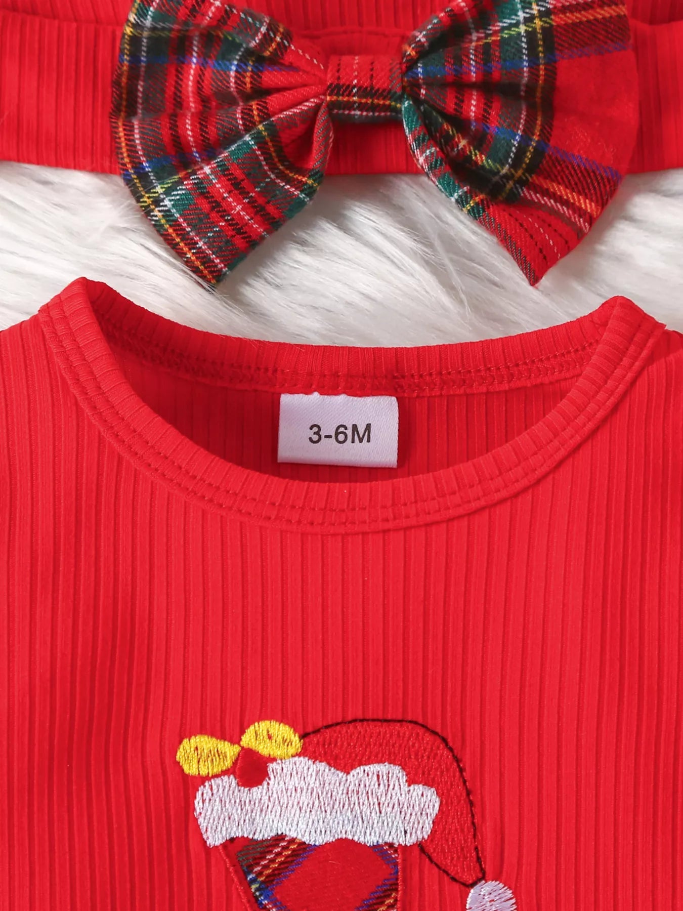 Children's First Christmas Bodysuit and Plaid Dress Outfit Set with Headband - Tiny Haven