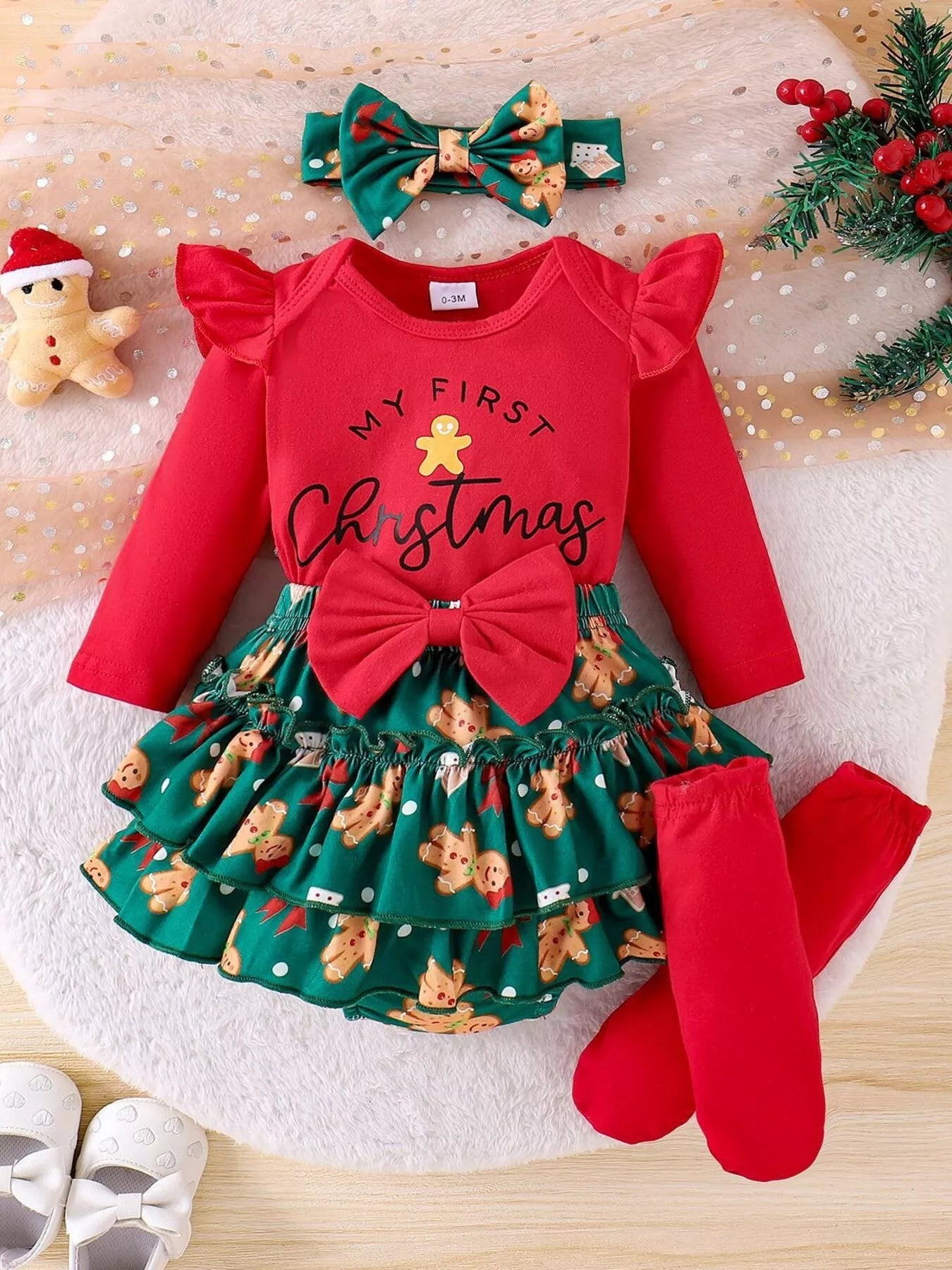 Children's My First Christmas Ruffle Sleeve Set - Tiny Haven