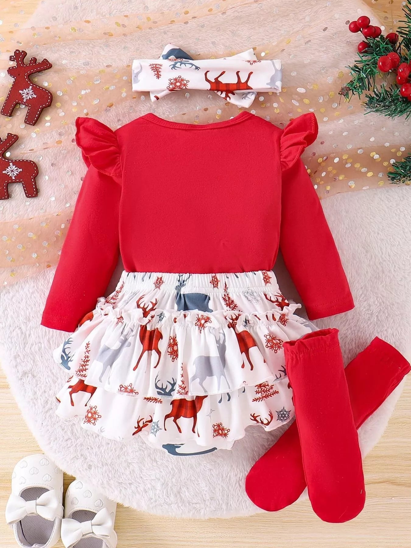 Children's My First Christmas Ruffle Sleeve Set - Tiny Haven