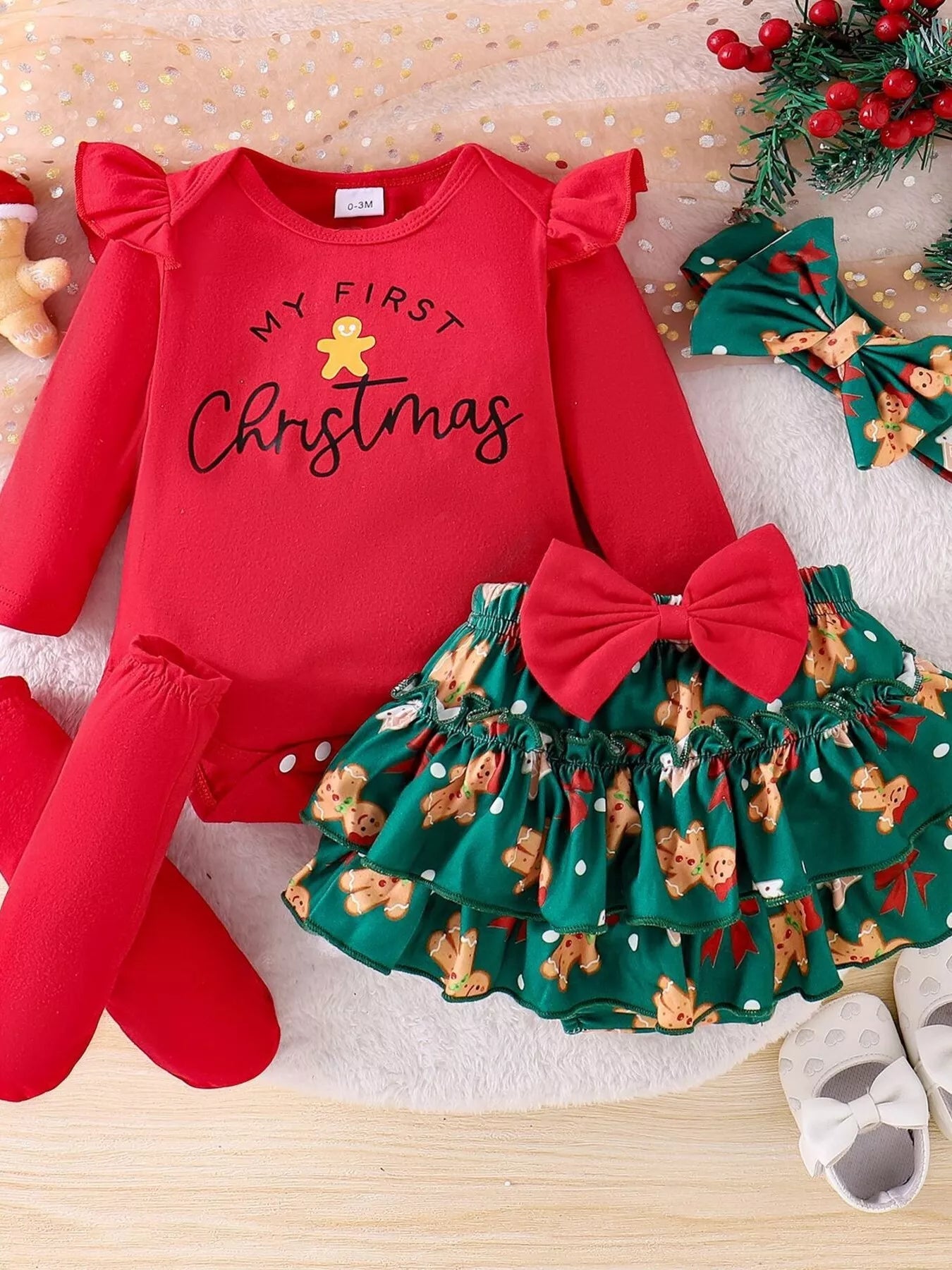 Children's My First Christmas Ruffle Sleeve Set - Tiny Haven