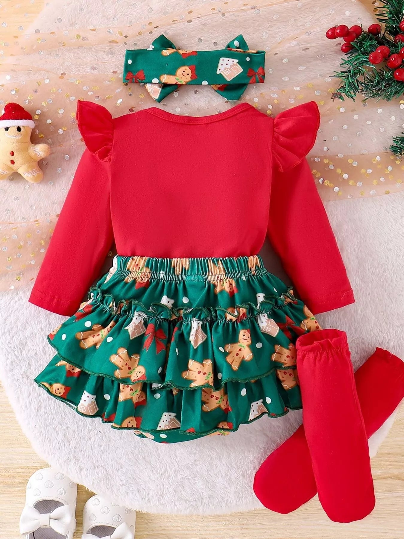 Children's My First Christmas Ruffle Sleeve Set - Tiny Haven