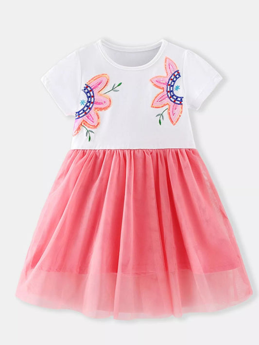 Embroidered Garden Tulle Dress - Tiny Haven