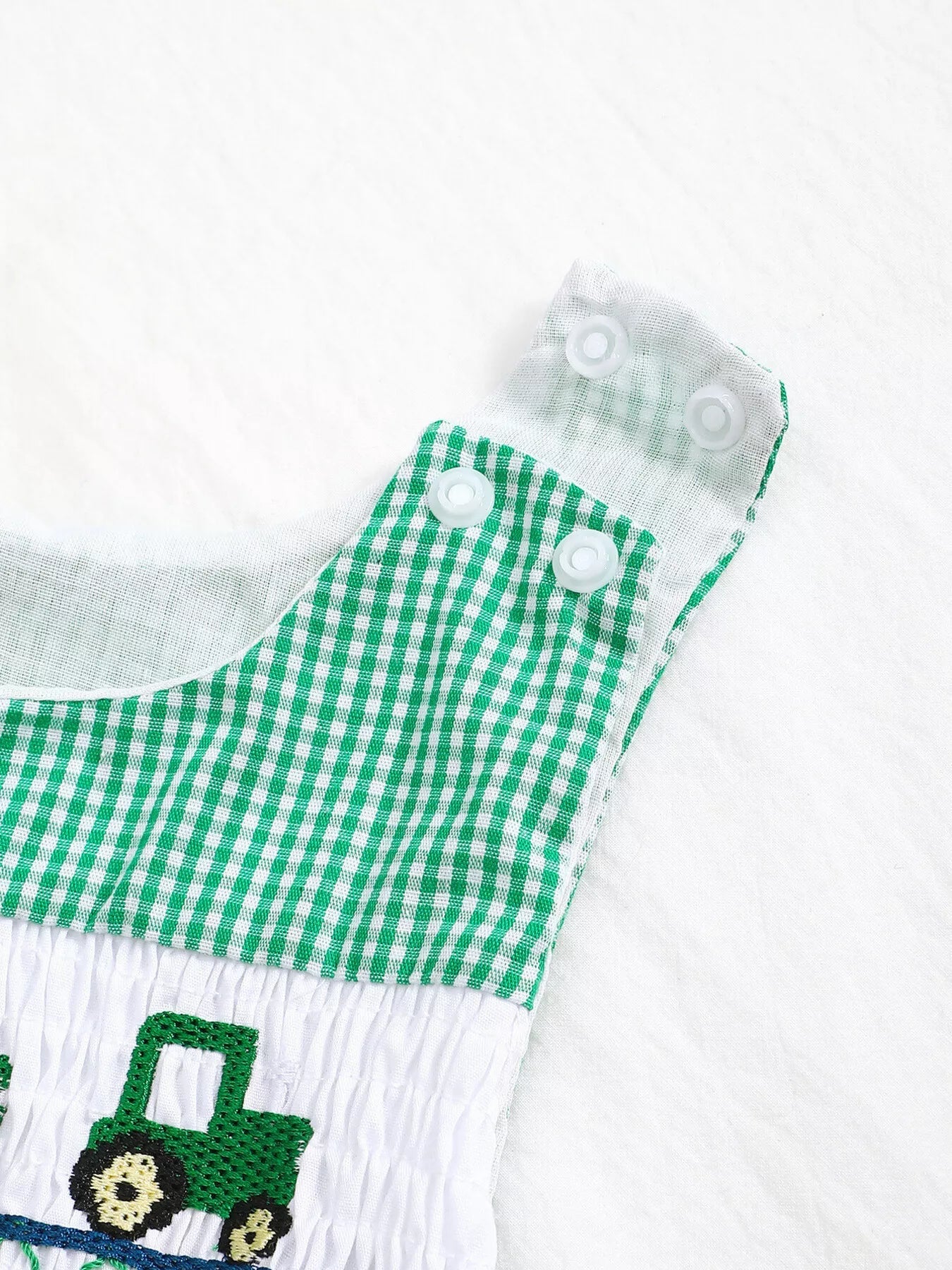 Little Plaid Embroidered Romper - Tiny Haven