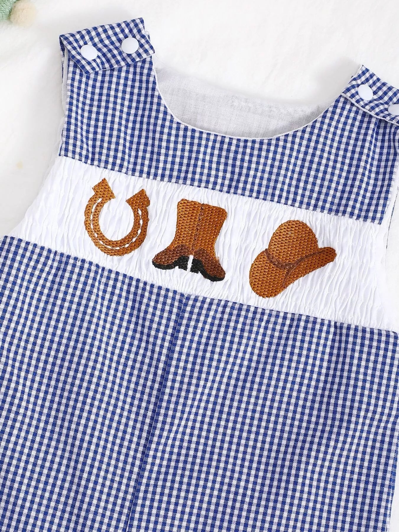 Little Plaid Embroidered Romper - Tiny Haven