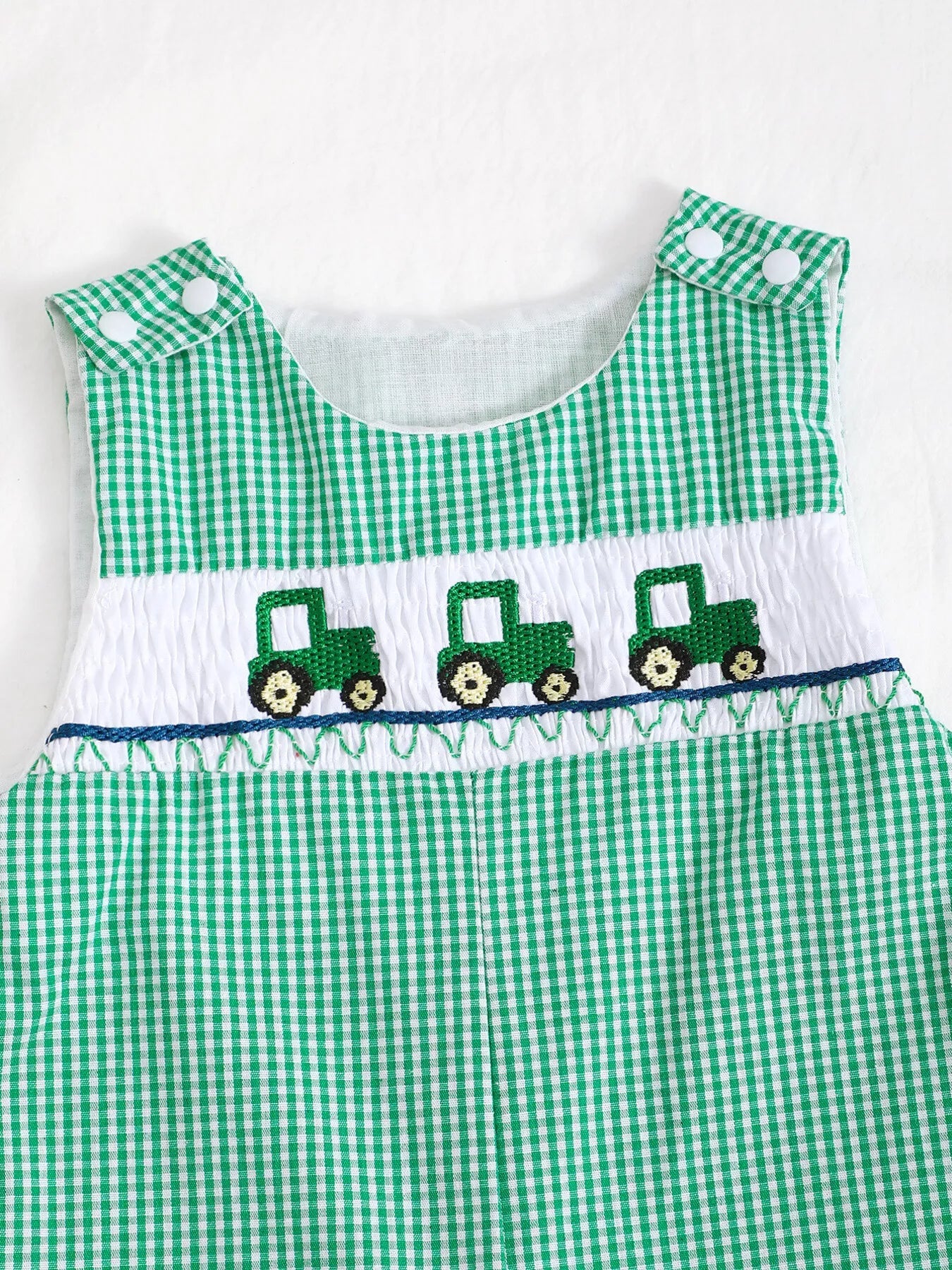 Little Plaid Embroidered Romper - Tiny Haven