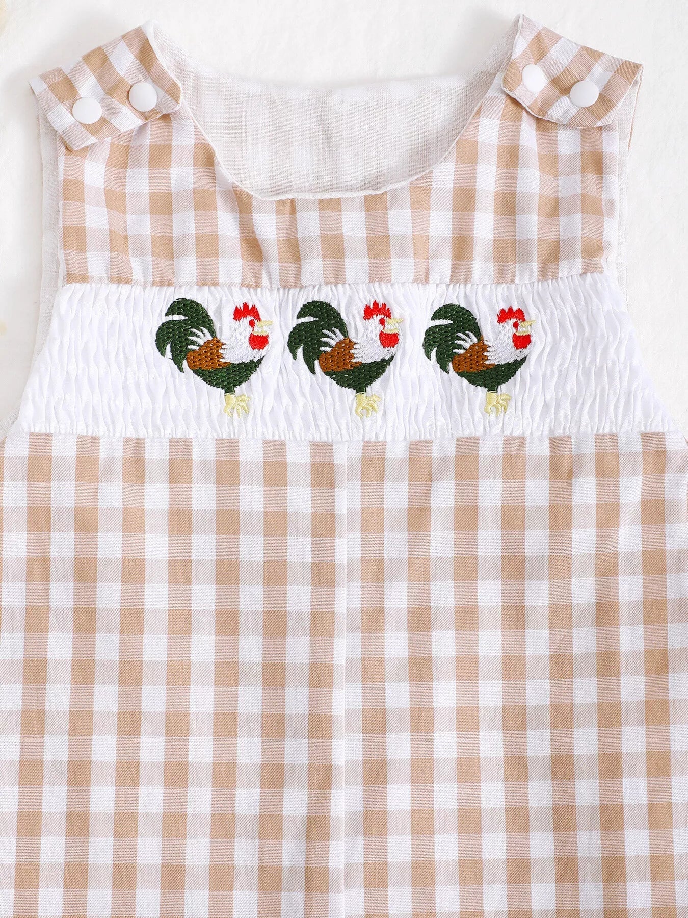 Little Plaid Embroidered Romper - Tiny Haven