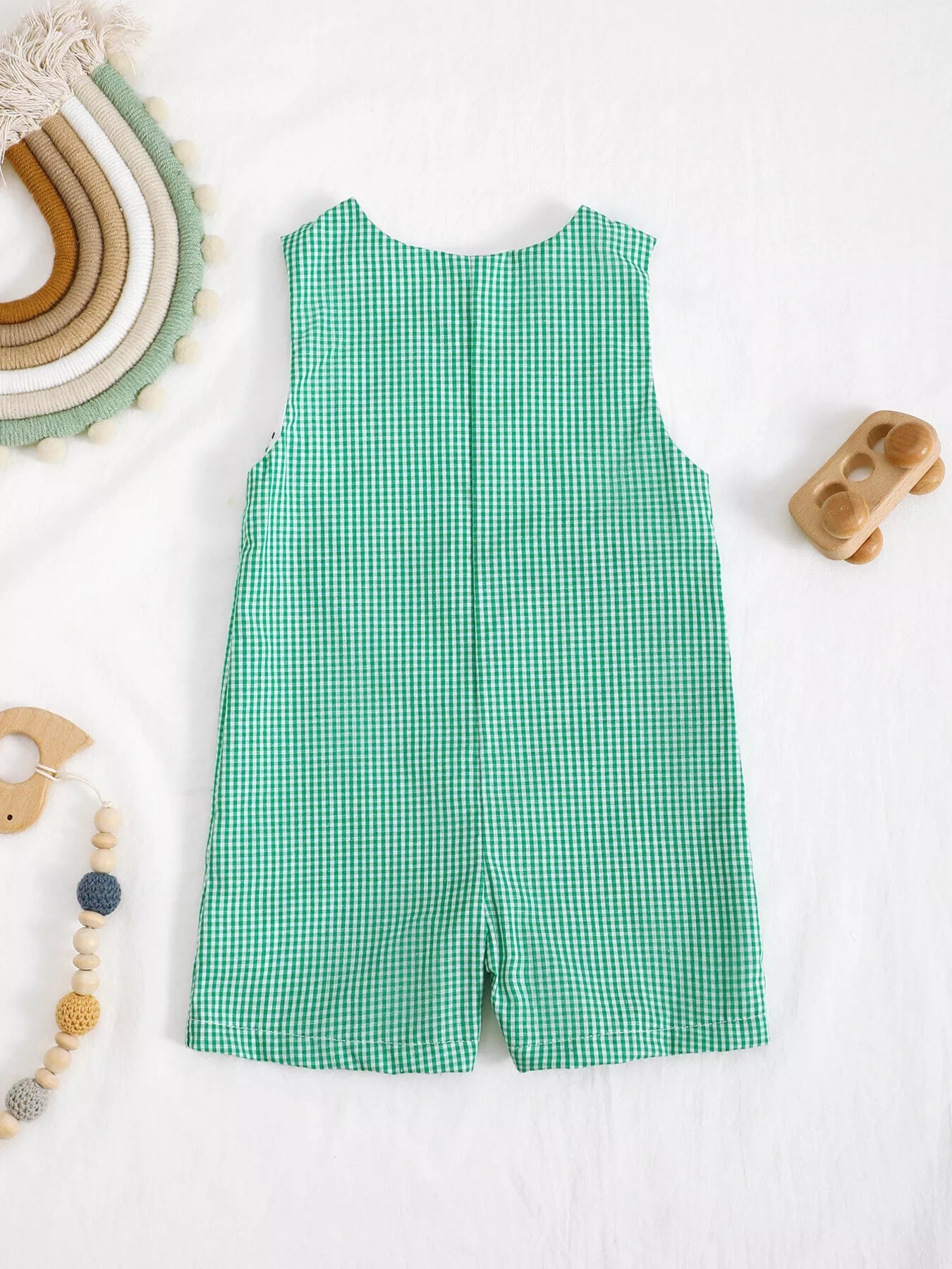 Little Plaid Embroidered Romper - Tiny Haven