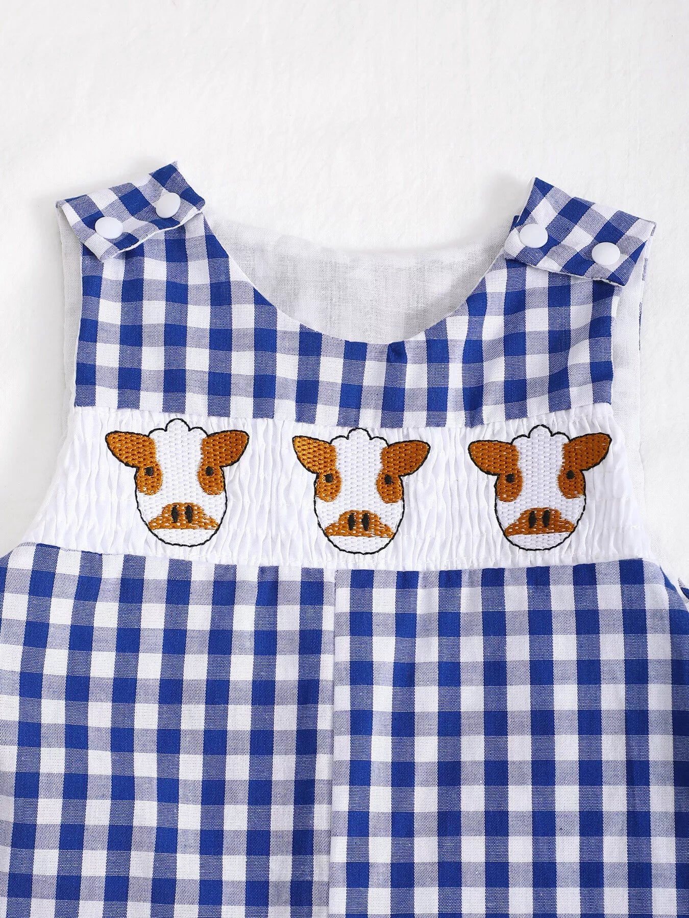 Little Plaid Embroidered Romper - Tiny Haven