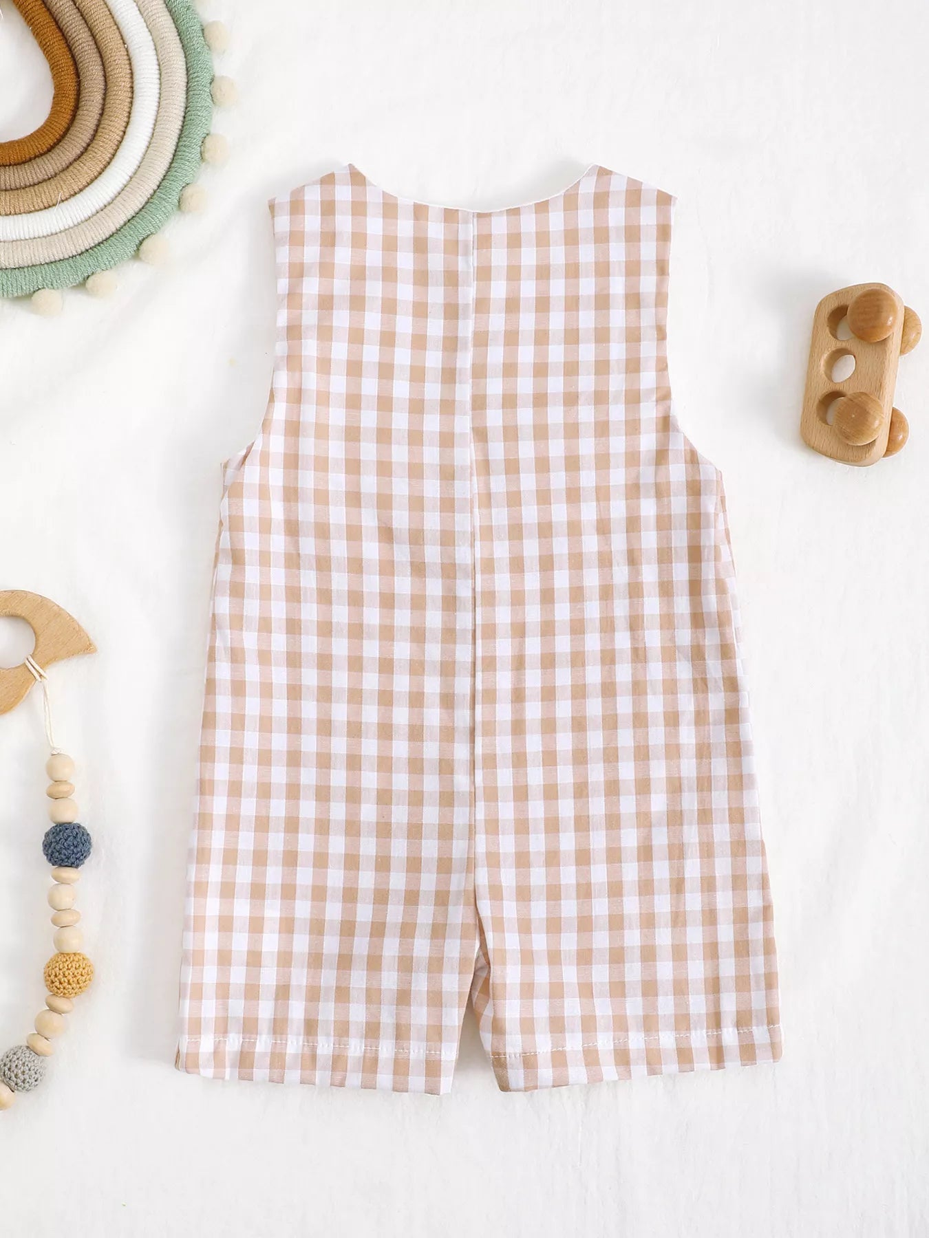 Little Plaid Embroidered Romper - Tiny Haven