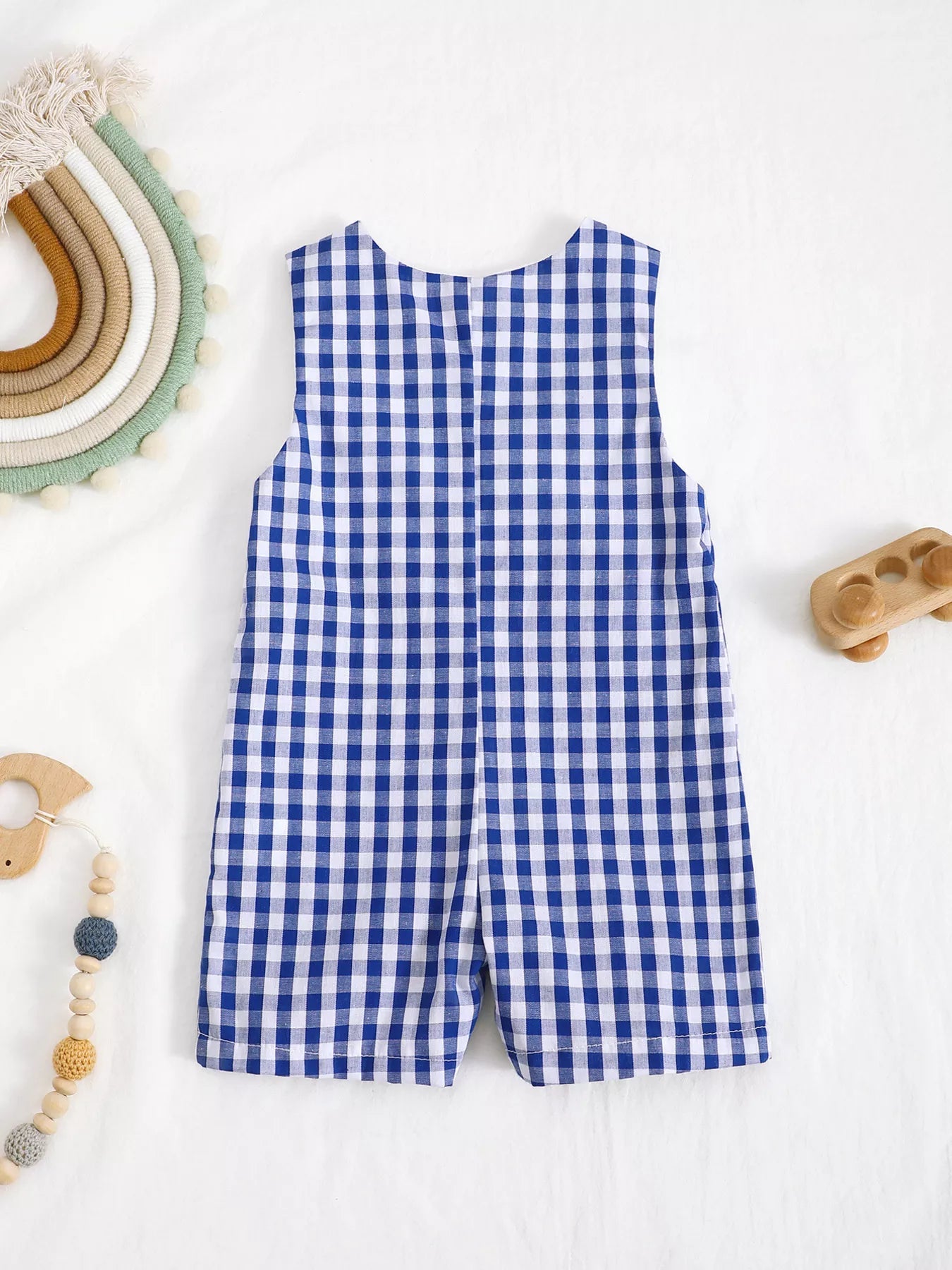 Little Plaid Embroidered Romper - Tiny Haven