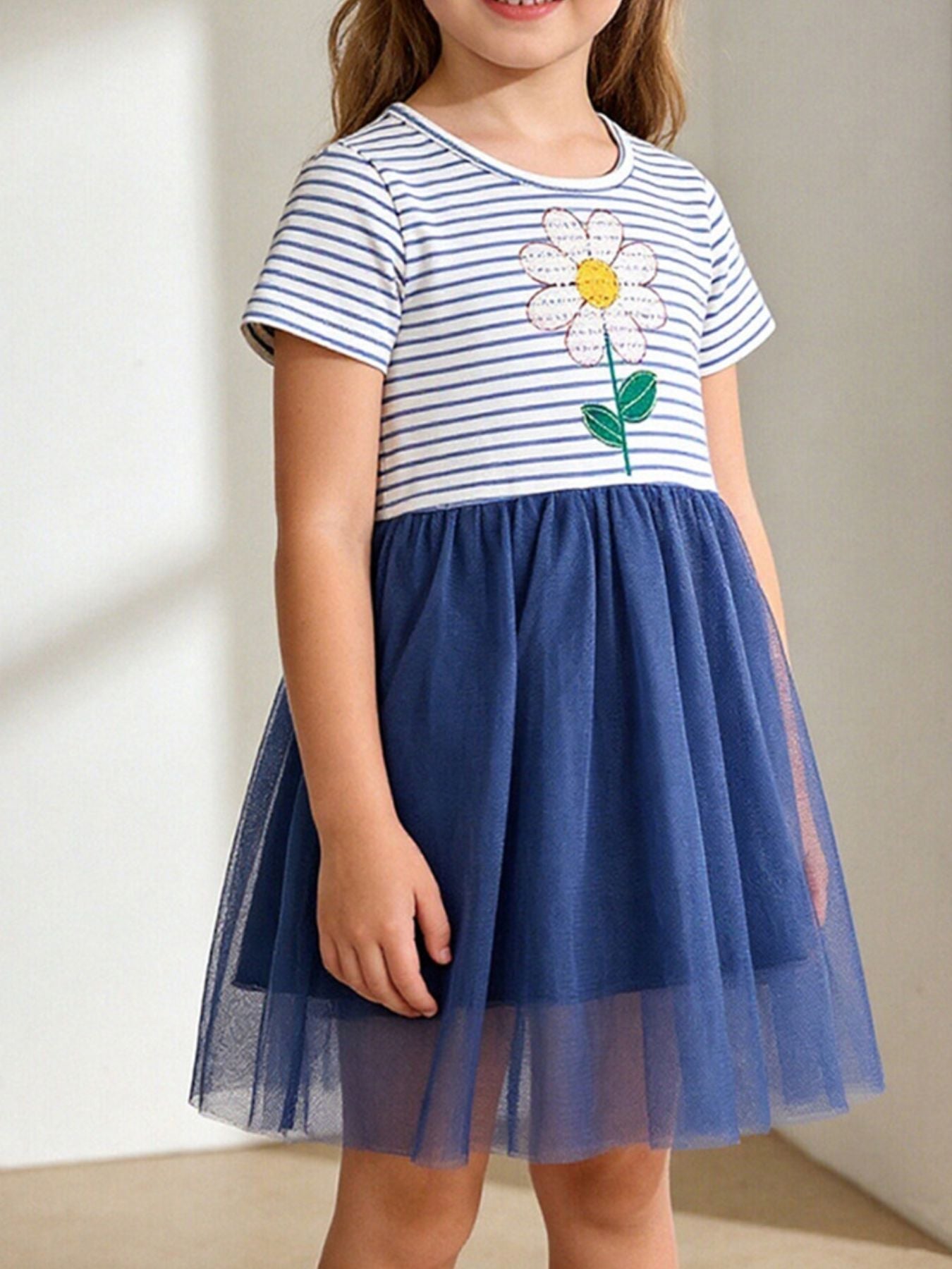 Petal Stripe Tulle Dress - Tiny Haven